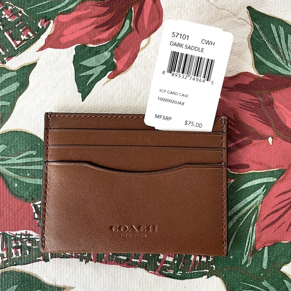 Men’s Coach Leather Card Case - Picture 1 of 4